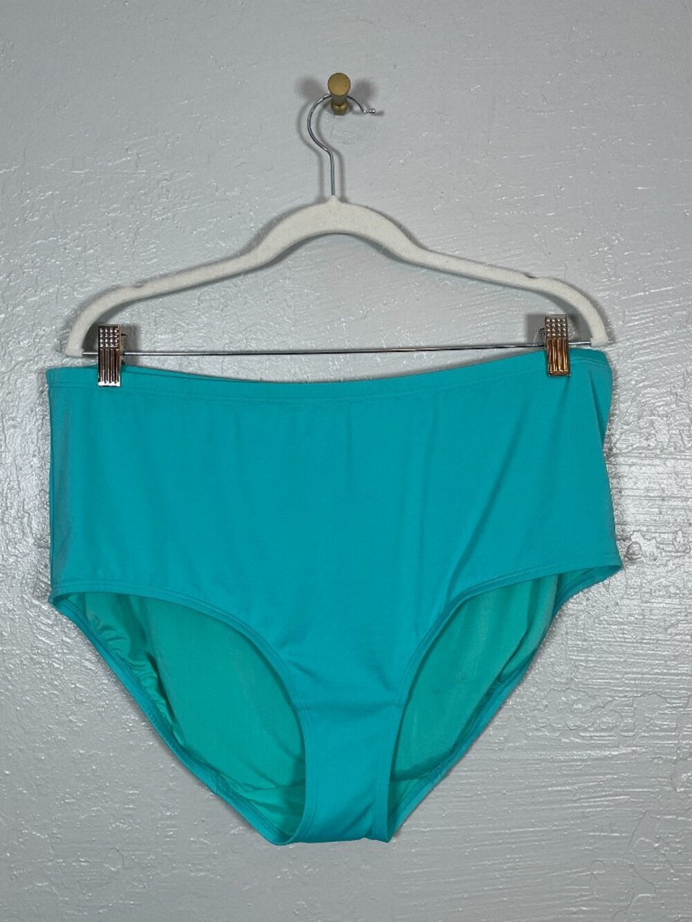 Lane Bryant Women Plus Size 16 Turquoise Blue High Waisted Brief Bikini Bottoms